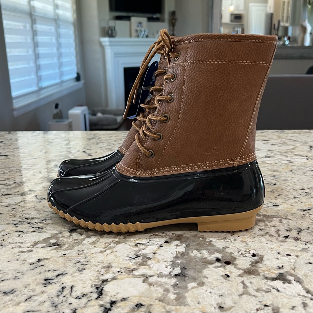 NIB JBU Duck Rain Boots Women’s 9.5 Chocolate Brown Maplewood Waterproof NWT - Picture 2 of 10
